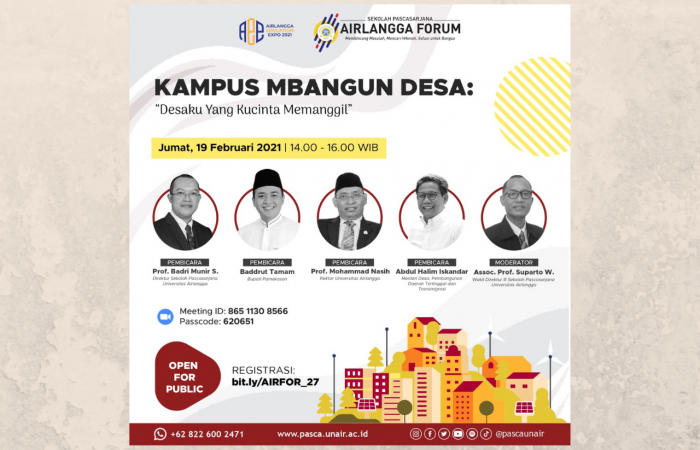 Diskusi bersama Menteri Pembangunan Desa RI, Bupati Pamekasan dan Rektor UNAIR, tema Kampus Mbangun Desa “Desaku Yang Kucinta Memanggil”