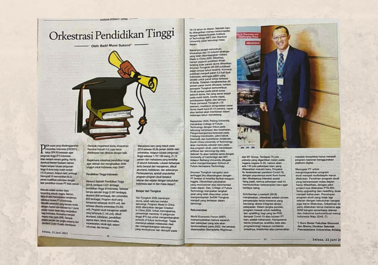 Opini Prof Badri Munir Sukoco: Orkestrasi Pendidikan Tinggi (Harian DisWay, 22 Juni 2021)
