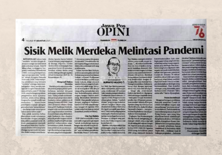 Opini Dr. Suparto Wijoyo: Sisik Melik Merdeka Melintasi Pandemi Covid-19 (Harian Jawapos, 17aug2021)