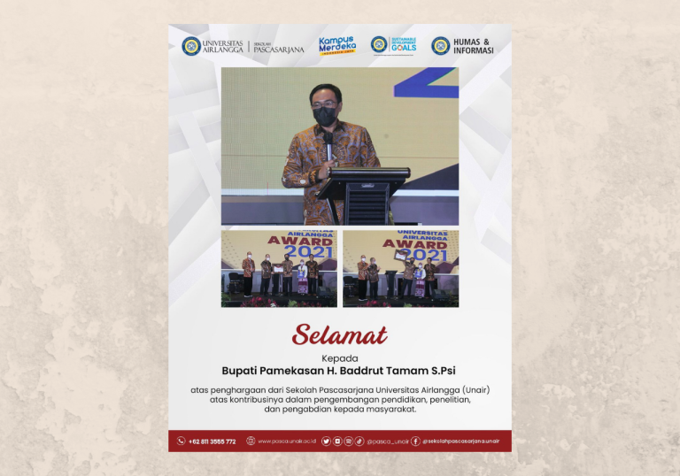 Bupati Pamekasan mendapatkan Penghargaan dari Sekolah Pascasarjana UNAIR