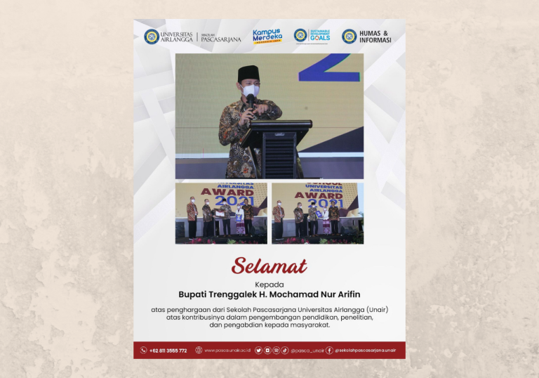 Bupati Trenggalek mendapatkan Penghargaan dari Sekolah Pascasarjana UNAIR