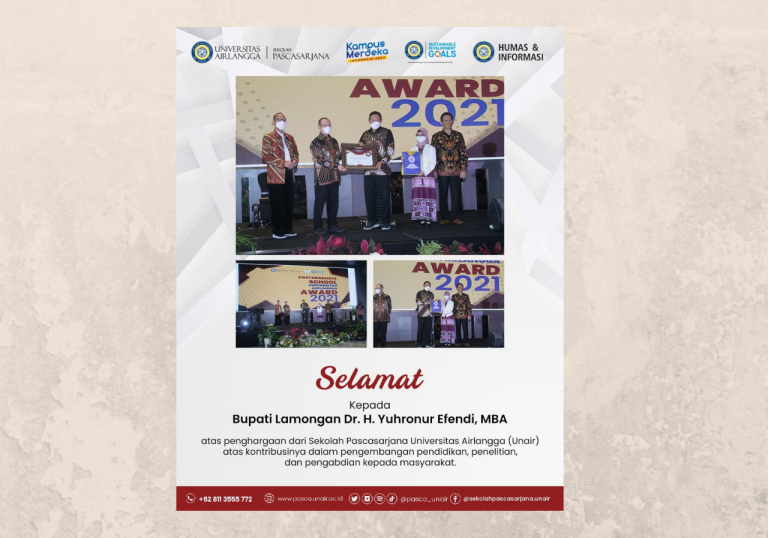 Penghargaan Sekolah Pascasarjana UNAIR kepada Bupati Lamongan