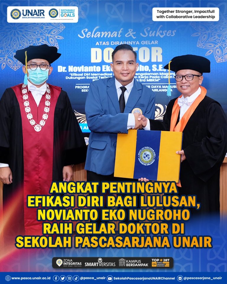 Selamat & Sukses Dr. Novianto Eko Nugroho, S.E., M.PSDM berhasil meraih gelar doktor dengan predikat Sangat Memuaskan melalui riset yang menyoroti pentingnya efikasi diri dalam meningkatkan kesiapan kerja lulusan di era MBKM